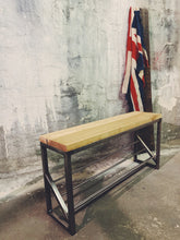 Load image into Gallery viewer, Industrial Shoe Bench with American oak top