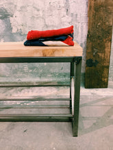 Load image into Gallery viewer, Industrial Shoe Bench with American oak top